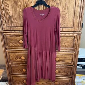 Soft Surroundings Rich Rust Dress with asymmetrical hem.